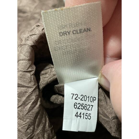 J. Jill Y2K 100% Silk Top Women's Size Small Petite SP Crinkle Brown Embroidered - Picture 5 of 8